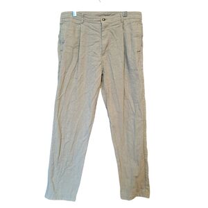 ZARA Textured Cotton Blend Trousers Beige | Straight | EU 44 / US 34